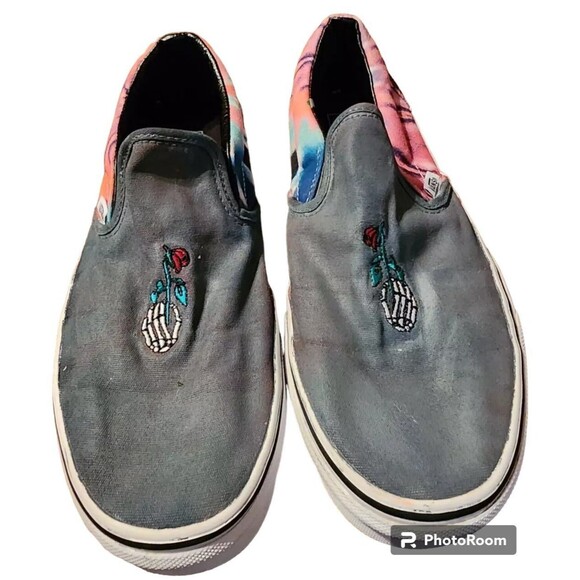 VANS Grateful Dead Slip On Sneakers M 7 W 8.5 Gray Tie-Dye - Picture 2 of 7
